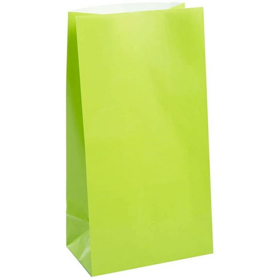 Unique Industries Green Solid Print Birthday Party Bags, 12 Count