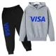 thumbnail image 3 of Chándales de tendencia primavera otoño 2024 para niños de 2 a 14 años, 2 piezas, sudadera con capucha y pantalones, trajes con estampado de letras, ropa para niños, 3 of 5