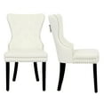 thumbnail image 2 of WestinTrends Wordford Velvet Dining Chairs Set of 2, Modern Wingback Upholstered Button Tufted Kitchen Dining Room Chairs with Solid Wood Legs and Pull Ring, Cream, 2 of 11