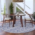thumbnail image 3 of Blue Floral Round Area Rug 8Ft Washable Large Circle Rugs for Living Room Dorm, Spring Flowers Pattern Plants Simple Vintage Non-Slip Carpet Floor Mats Indoor Outdoor Carpet Runner Home Decor, 3 of 8
