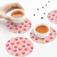 thumbnail image 4 of Leather Coasters with Heat-resistant for Drinks, Cute Fries Red Love -标题2 Round Shape, 4 of 5