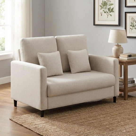 Kicctian Loveseat Sofa for Small Spaces, Compact Accent Couch for Living Room or Bedroom, Comfortable Armchair for Apartments,Beige