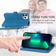 Decase Leather Wallet Cell Phone Case for Apple iPhone 12 Pro Max, Blue