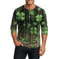 thumbnail image 2 of Men's St. Patrick's Day Shamrock Henley Shirt 3/4 Sleeve Casual Clover Print Top, 2 of 4