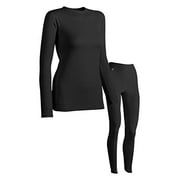 Doufold by champion Thermal Leggings for Women with Thermal Shirt Black Pack of 1