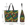 thumbnail image 5 of Bingfone Canvas Tote Bag for Women with Inner Pocket Aesthetic Cute Shopping Tote Bags Reusable Grocery Bags- Pineapple Fruit Colorful, 5 of 8