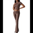 thumbnail image 2 of Pantalón de Traje de Corta Ajustado de Color Liso Color Café M, 2 of 10