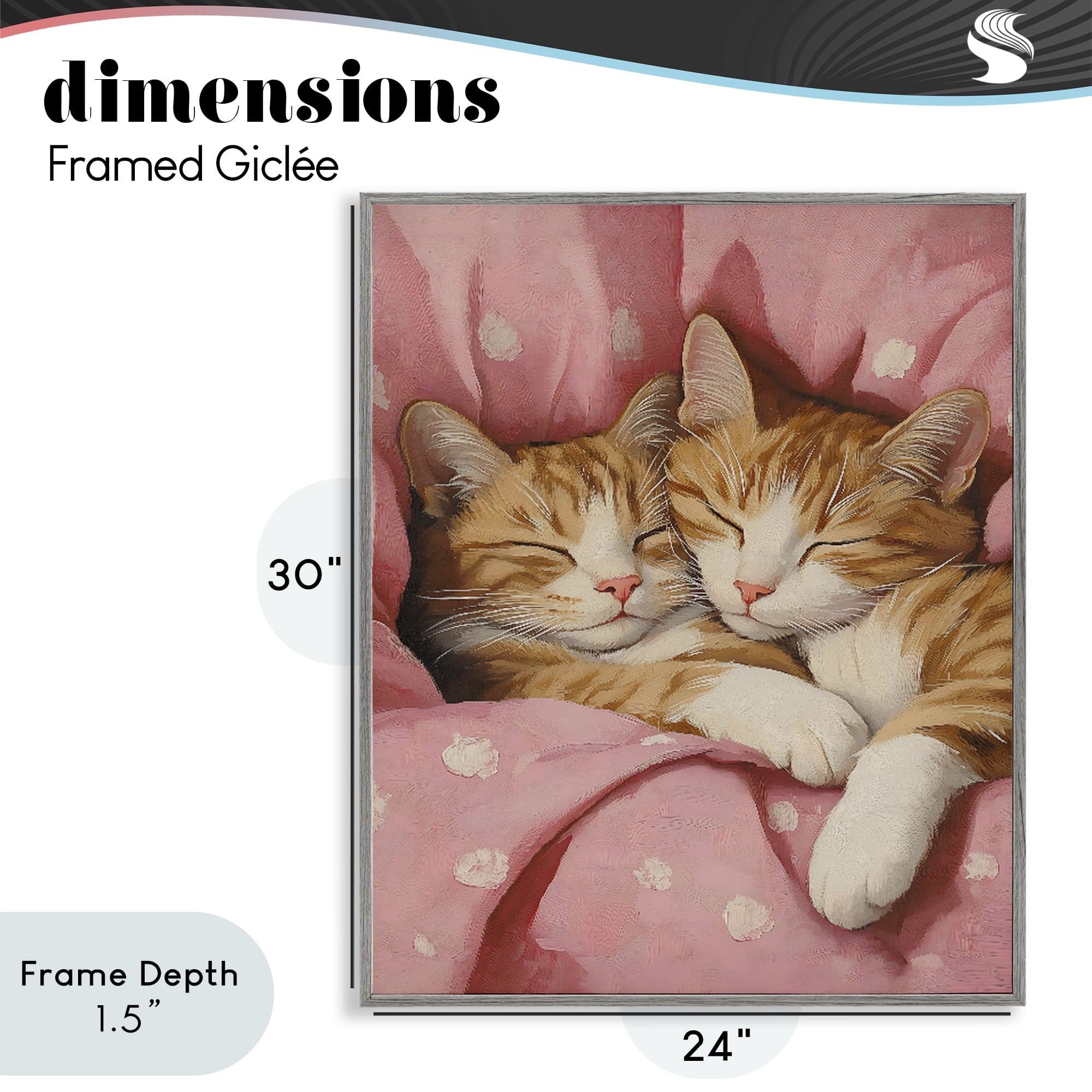 Stupell Industries Sleeping Orange Cats Embrace Gray Framed Giclee Art, design by The Prints Vibe