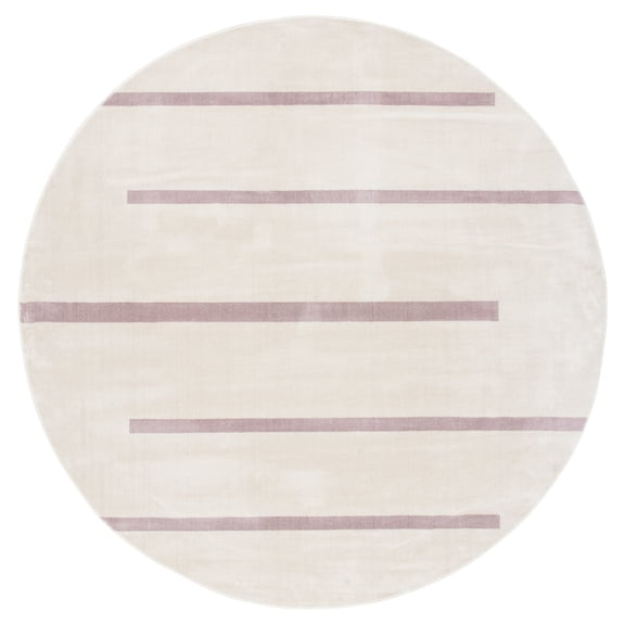 SAFAVIEH Orwell Isidora Striped Area Rug, Ivory/Pink, 6'7" x 6'7" Round