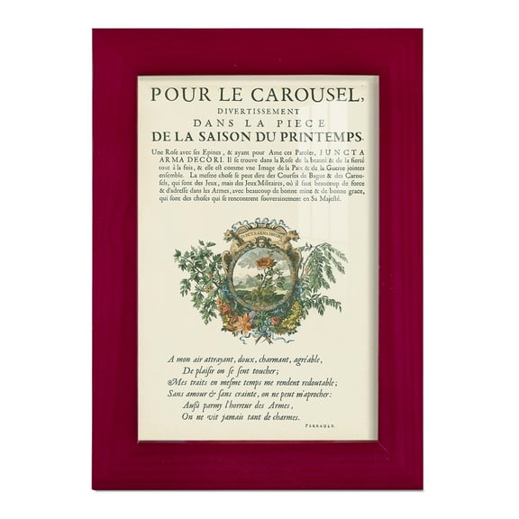 Printed Embellished Bookplate IV - Framed Print w/glass - Cherry Red