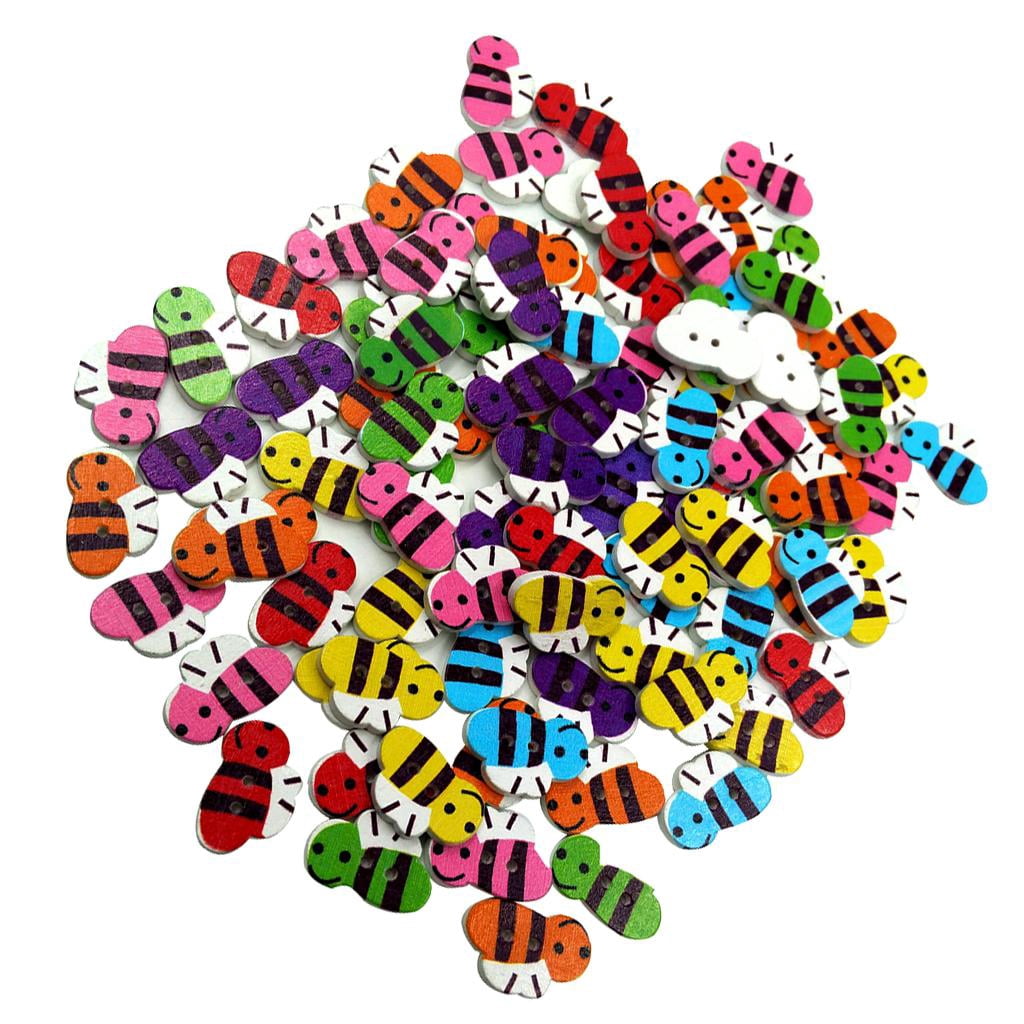 50-Piece Assorted Wood Buttons — Multi-Color, Multi-Shape, For Sewing, Crafts, DIY Decor