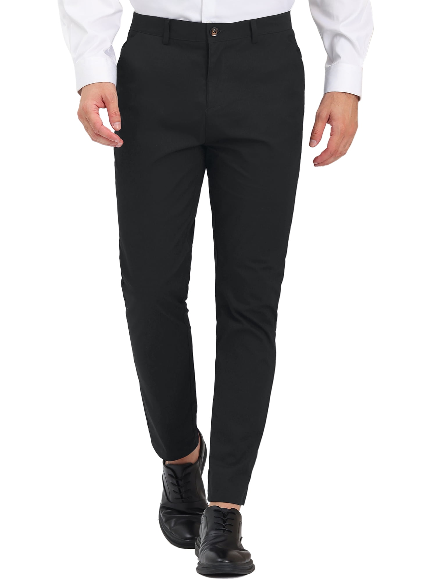 Lars Amadeus Men's Office Pants Slim Fit Solid Color Chino Pencil Dress