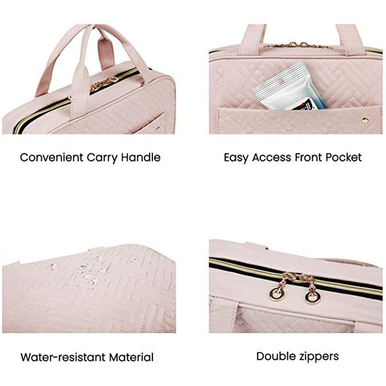  FENGDONG Makeup Toiletry Bag Portable Cosmetic Bag Water  Resistant Travel Essentials Organizer Case with Hanging Hook for Women  Beige : Beauty & Personal Care