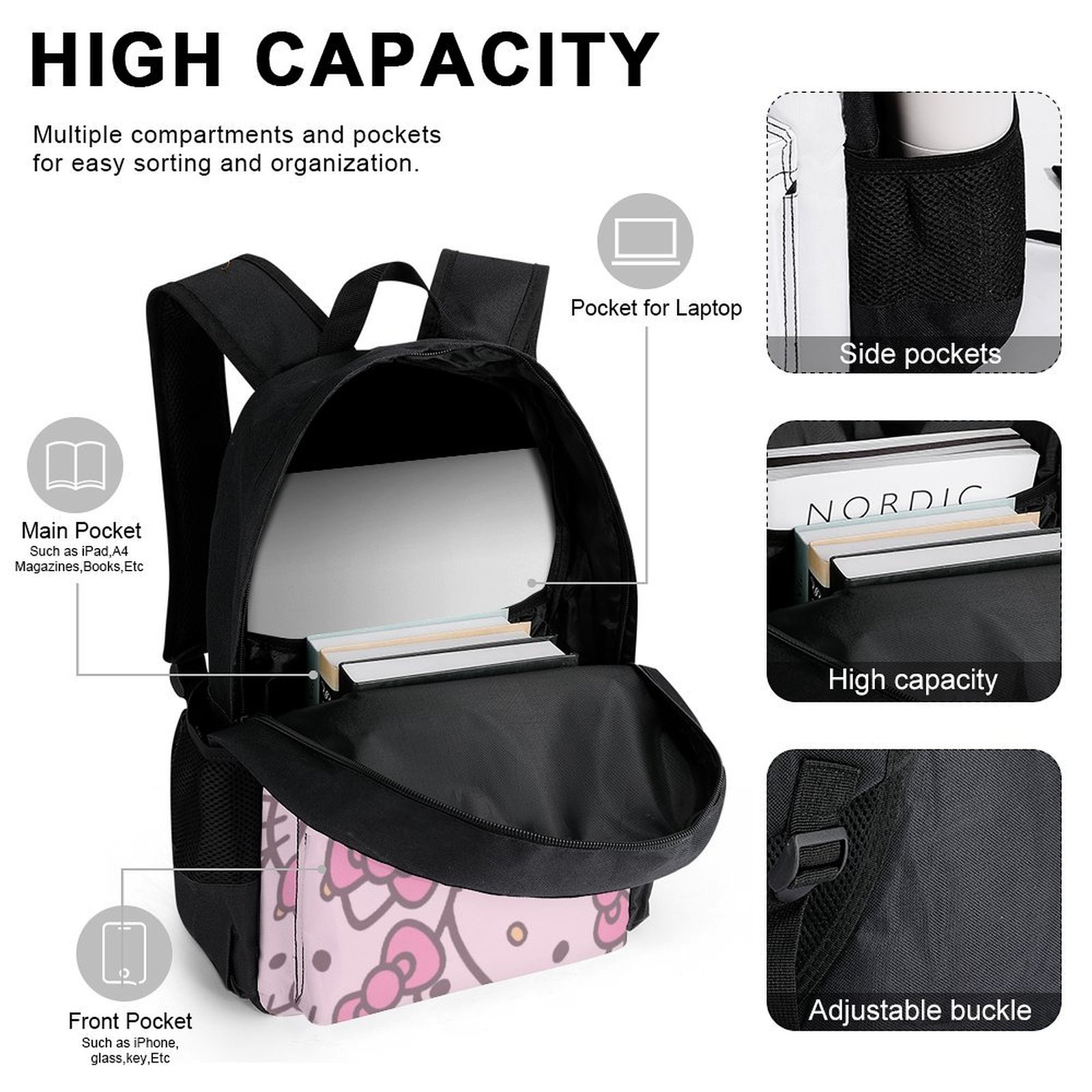 Hello Kitty 3 Piece Backpack Set With Lunch Box And  display picture 2