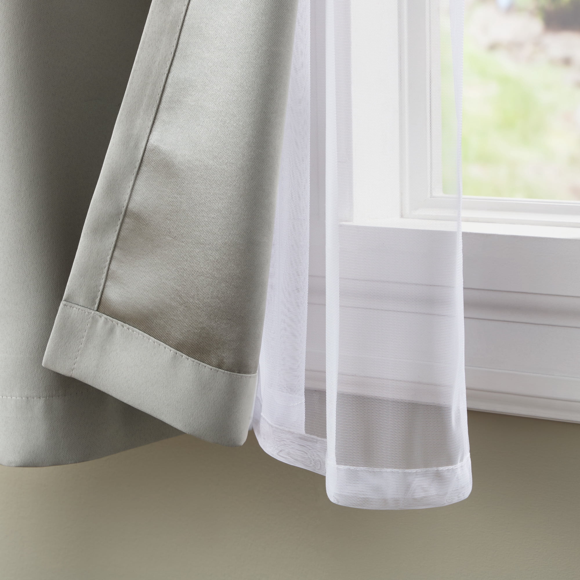 TOWN & COUNTRY LUXE Oslo Double Layer Indoor Curtains, Room Darkening and Sheer, Grommet Top, Energy Efficient, 2-Pack Set, 52"x96", Grey