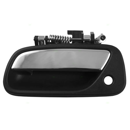 Door Handle Base Drivers Front Outside Door Handle w/ Keyhole Black Base & Chrome Lever Replacement for Toyota T100 69220-34020 ()