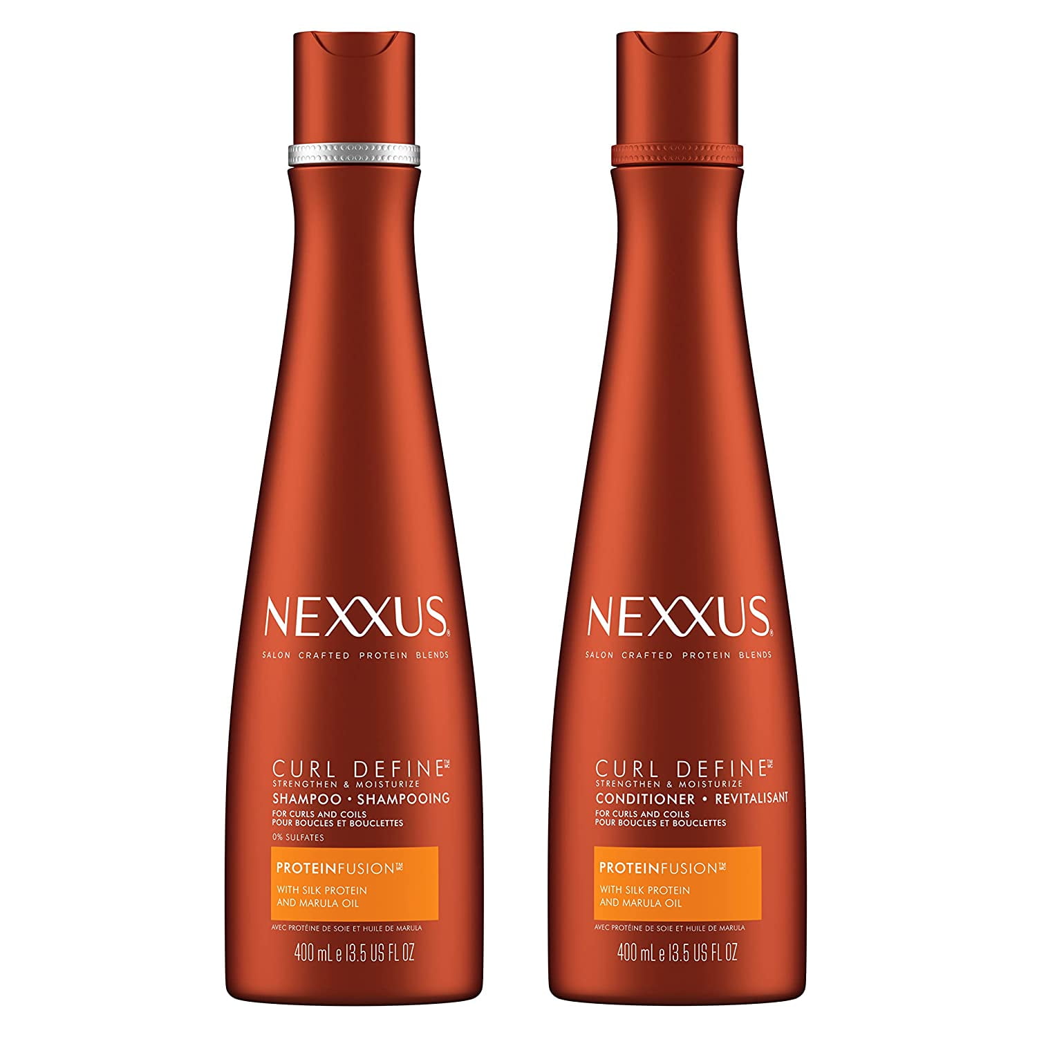 Nexxus Curl Define Shampoo and Conditioner for Curly and Coily Hair  ProteinFusion Strengthening & Moisturizing Sulfate-Free Hair Products with  Marula Oil  oz, 2 Count 