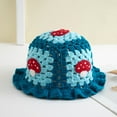 thumbnail image 4 of ZHENHONG Bucket Hats for Women Cartoon Crochet Bucket Hat Sweet Mesh Bolwer Hat Casual Solid Color Headwear Sky Blue, 4 of 4