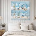 thumbnail image 2 of Coastal Summer Beach Wall Art Painting on Canvas, Blue Wooden Shell Ocean Canvas Art Home Prints Wall Art Framed Modern Artwork for Living Room Bedroom Wall Decor 16x16in, 2 of 4