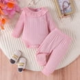 thumbnail image 2 of Baby Girls Casual Outfit Set Long Sleeve Ruffle Blouse and Pant 2PCS Toddler Jumpsuit Soft Playwear Romper, 2 of 4