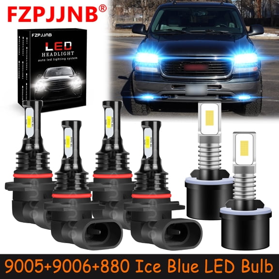 FZPJJNB 9005 9006 880 for Gmc Yukon Slt 2000-2006 Ice Blue Led Headlights Bulb High Low Beam Fog Light,HKL,C04
