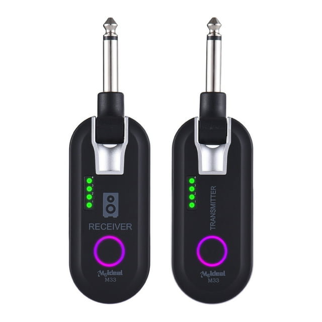 2.4G Wireless Guitar Transmitter Receiver Kit with 230° Rotatable 6.35mm Plug, Rechargeable 450mAh Battery, <8ms Latency, 50m Range - Supports Electric Guitar, Bass, Electronic Wind Instruments, 4