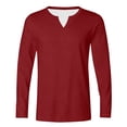 thumbnail image 5 of HOMADLES Men's Solid Long Sleeve Shirt V Neck Lightweight Athletic Tops Stretch Soft Gym Running Shirts Wine Size 5XL, 5 of 6