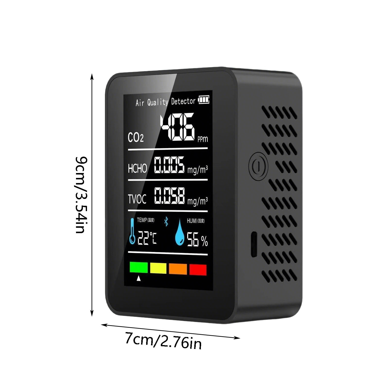 Professional 5-in-1 Air Quality Monitor - Portable CO2, TVOC, HCHO, Temperature & Humidity for Home, Office, Cars, & Pets - Smart Indoor Pollution Tester