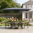 thumbnail image 3 of Abble 10x6.5ft Rectangular Patio Umbrella with Crank Handle, Outdoor Market Umbrella with 6 Sturdy Umbrella Ribs, Waterproof, Dark Gray, 3 of 10