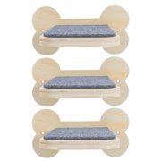 OFFIGAM 3-Piece Wooden Cat Wall Shelves in Khaki - Stable, Scratch-Resistant Climbing and Resting Platforms for Cats