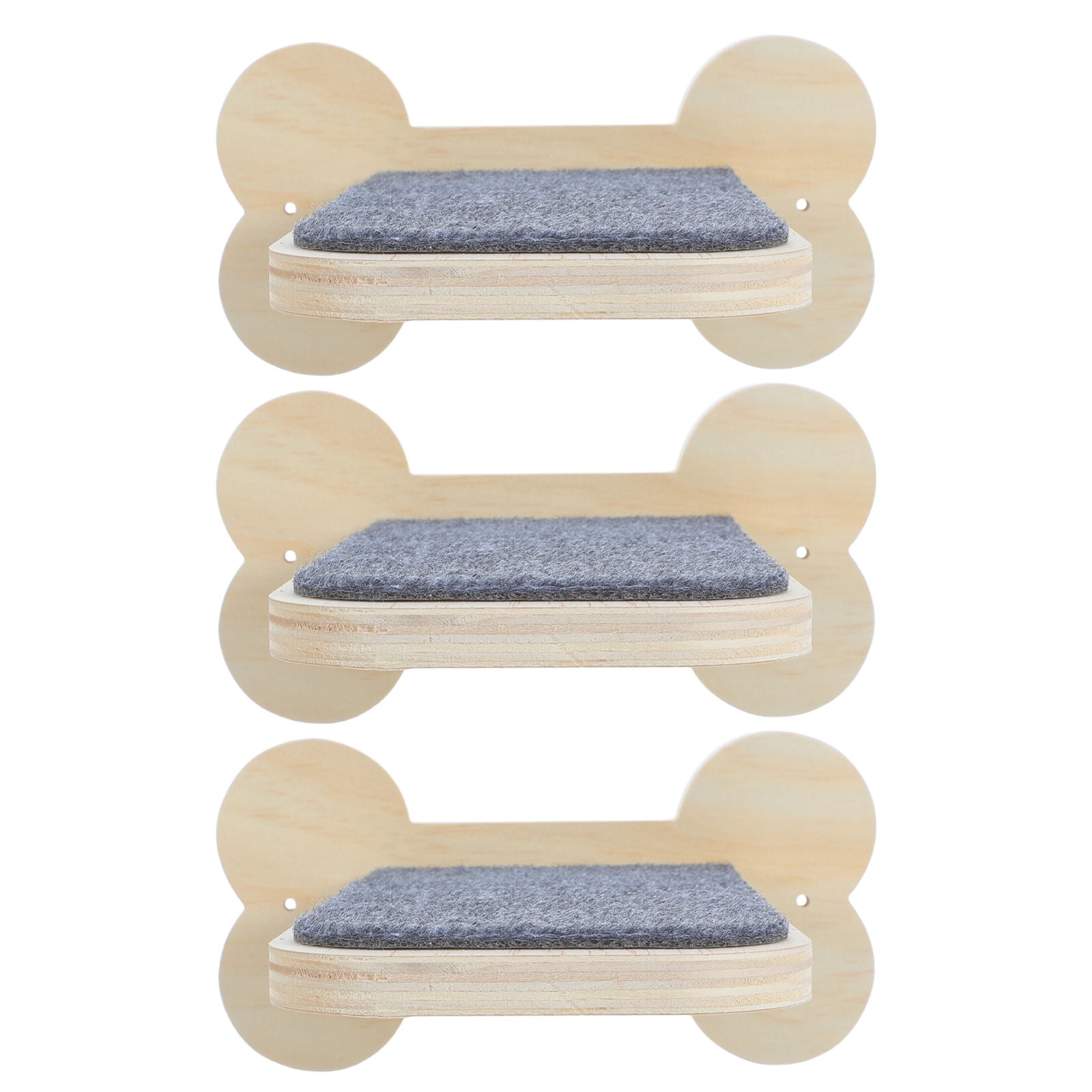 OFFIGAM 3-Piece Wooden Cat Wall Shelves in Khaki - Stable, Scratch-Resistant Climbing and Resting Platforms for Cats
