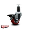 thumbnail image 2 of 3 Inch Red Poly Swivel 1-5/8 Inch Expanding Stem Caster with Brake SCC, 2 of 2