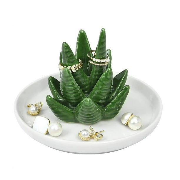 Aloe Ring Holder Jewelry Holder Ceramic Cactus Ring Dish Trinket Tray for  Rings Earrings Necklace Organizer Christmas Birthday Gifts - Walmart.com