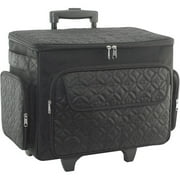 Rolling Sewing Tote - Blk Quilted