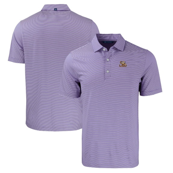 Men's Cutter & Buck Purple LSU Tigers Forge Eco Double Stripe Stretch Recycled Polo