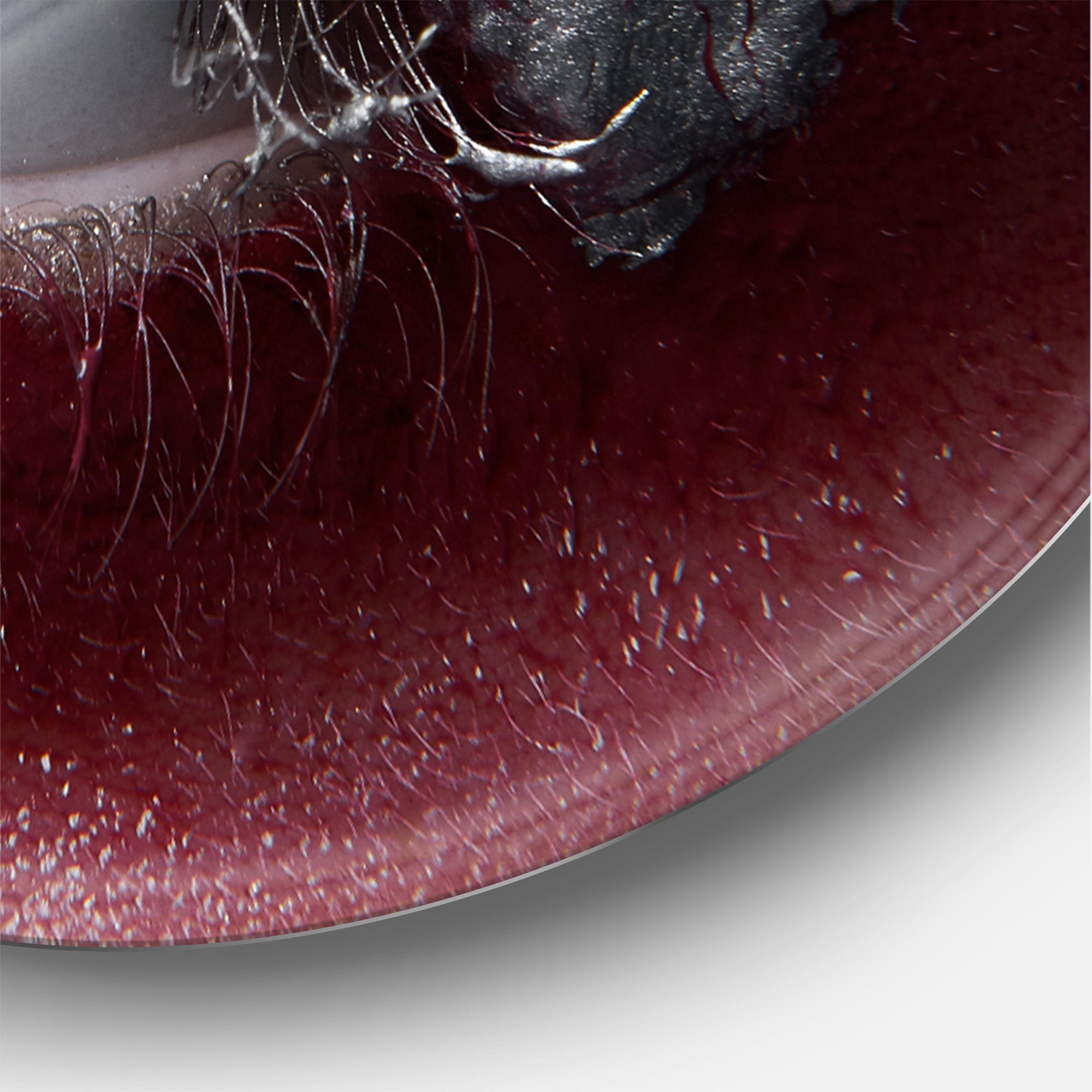 Designart 'Close Up of A Woman Eye With Red Makeup On' Modern Circle Metal Wall Art 23x23 - Disc of 23
