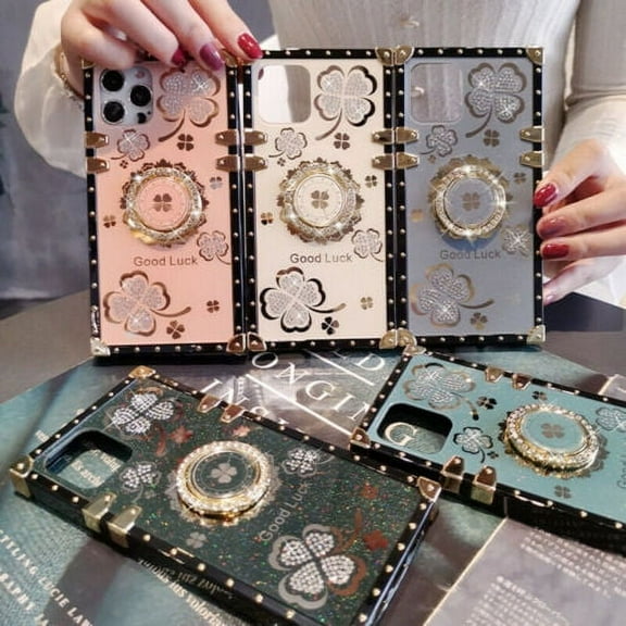 IH WIRELESS For iPhone 14/13 Series Shockproof Bling Flower Ring Case
