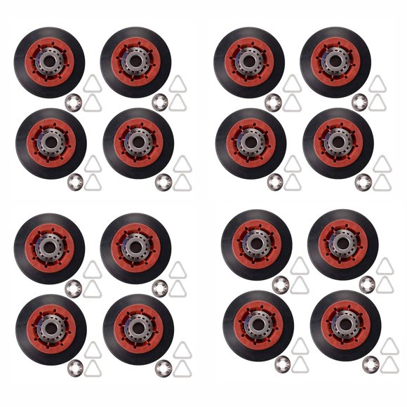 12PCS Roller Drum Dryer Fit for , - 8536974 Replaces, 8536973, W10314171, WPW10314173, PS11752609,12 x wheel 24 x Washer,Red&black