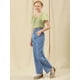 thumbnail image 2 of Vaqueros de Mezclilla de Cintura Alta para mujer Pantalones Largos con Ribete de Algodón Vaqueros de Pierna Ancha Azul XS, 2 of 6
