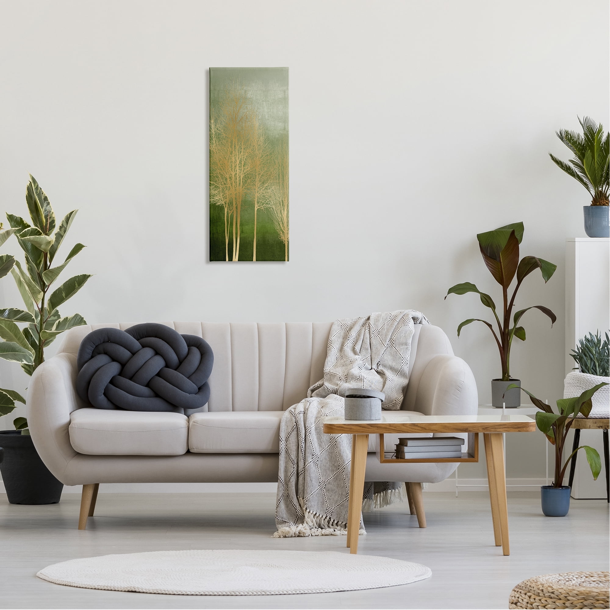 Stupell Industries Trees with Glam Detail Botanical & Floral Painting Gallery Wrapped Canvas Print Wall Art, 13 x 30