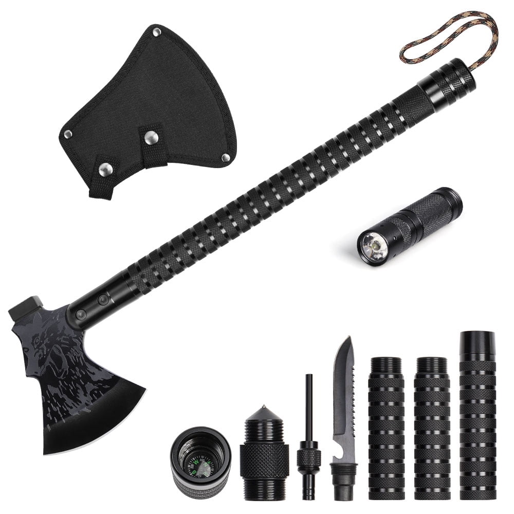 Wadavr Camping Axe, Folding Portable Survival Hatchet with Hammer for