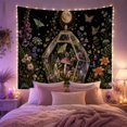 thumbnail image 2 of Glass Terrarium with Mushrooms and Ferns Under a Full Moon, Mystical Dark Botanical Fantasy for Nature Lovers, Whimsical Wall Art, Housewarming Gift Tapestry Wall Hanging for Bedroom, Living Room, 2 of 7