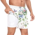 thumbnail image 2 of joogoo Men's Watercolor Flower Butterfly Swim Trunks with Liner Pocket Beach Shorts XX-Large, 2 of 9