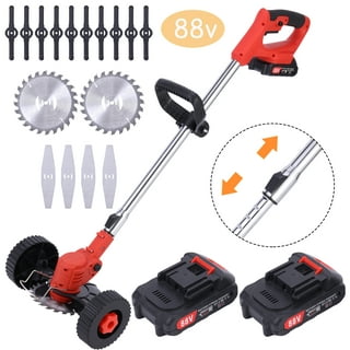 Imeshbean Cordless Grass String Trimmer Battery Powered, 24V with Wheels & 1 Pack 6.0Ah Li-ion Batteries Lawn Edger Brush Cutter Adjustable Height