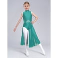 thumbnail image 2 of YiZYiF Girls Lyrical Dance Costume Keyhole Back Sleeveless Rhinestones Split Dress Dancewear Blue Green 12, 2 of 7