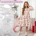 thumbnail image 5 of FKELYI Girl Long Sleeve Dress Pink Floral Hummingbird Print Ruffle Sleeve Crew Neck Trim Dress for Birthday Party A Line Tiered Swing Pactchwork Dresses, 5-6 Y, 5 of 6