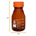 thumbnail image 4 of Reagent Bottle, 250ml - Amber Colored Glass - Orange Screw Cap, Drip Free Pouring Ring - White Graduations - Borosilicate 3.3 Glass - Eisco Labs, 4 of 4