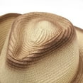 thumbnail image 3 of Wdgfv Straw Cowboy Cowgirl Hat Wide Brim Woven Western Cap UPF 50+ Beach Sun Hat Shapeable Packable Fedora Cap for Men Women Coffee One Size, 3 of 5