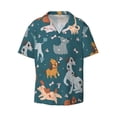 thumbnail image 2 of Lsque Dogs print Men's Cuban Collar Short Sleeve Shirt Summer Beachwear Casual Button Down Fashionable Vacation Leisure Shirt-4X-Large, 2 of 7