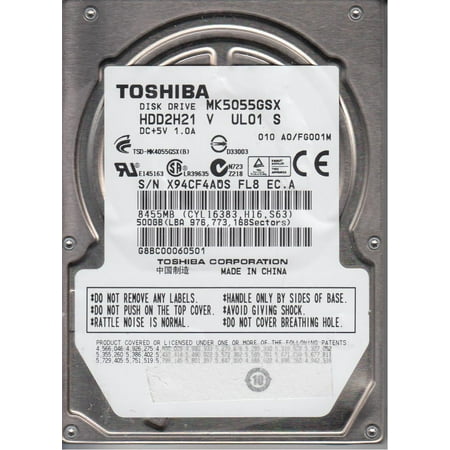 MK5055GSX, A0/FG001M, HDD2H21 V UL01 S, Toshiba 500GB SATA 2.5 Hard Drive